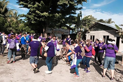 Global Peace Foundation volunteers and locals celebrate the launch.