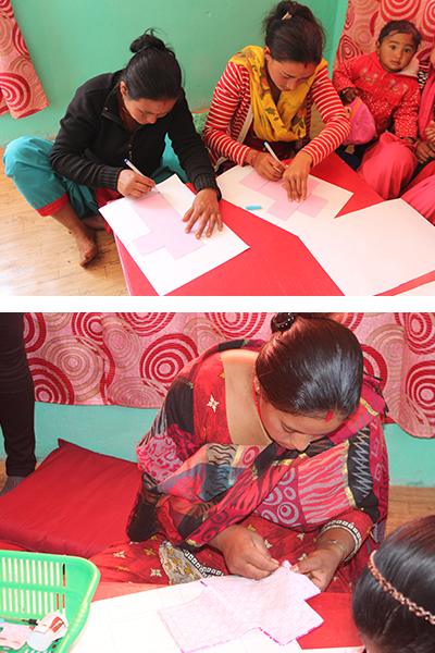 Women create homemade sanitary napkins out of cloth