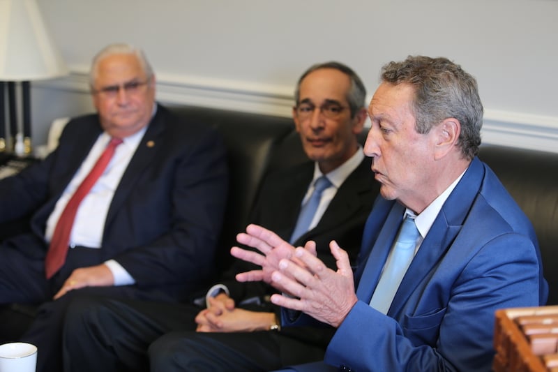 Former President of Guatamala, Vinicio Cerezo, sits with other Latin American presidents supporting democracy