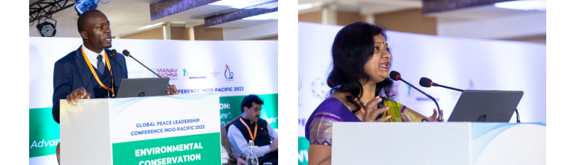 Top left: Samuel Budoi, Global Peace Foundation Kenya’s Project Coordinator, right: Amity University Prof. Tanu Jindal