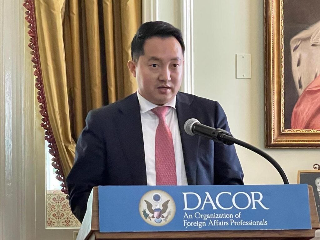 Hyun-seung Lee, a fellow for Global Peace Foundation, speaks at the North Korean Young Leaders Assembly (Photo courtesy of Hyun-seung Lee)