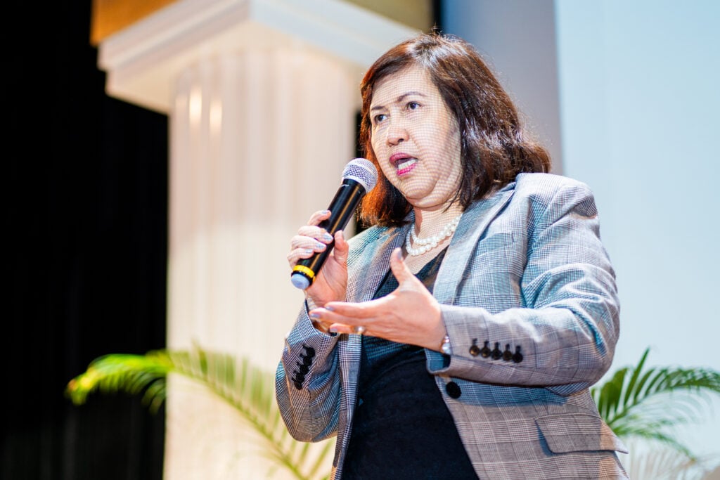 Dr. Florita Miranda speaking on the topic of Digital Literacy for Peace: Leveraging Technology to Connect, Educate, and Build Bridges Worldwide