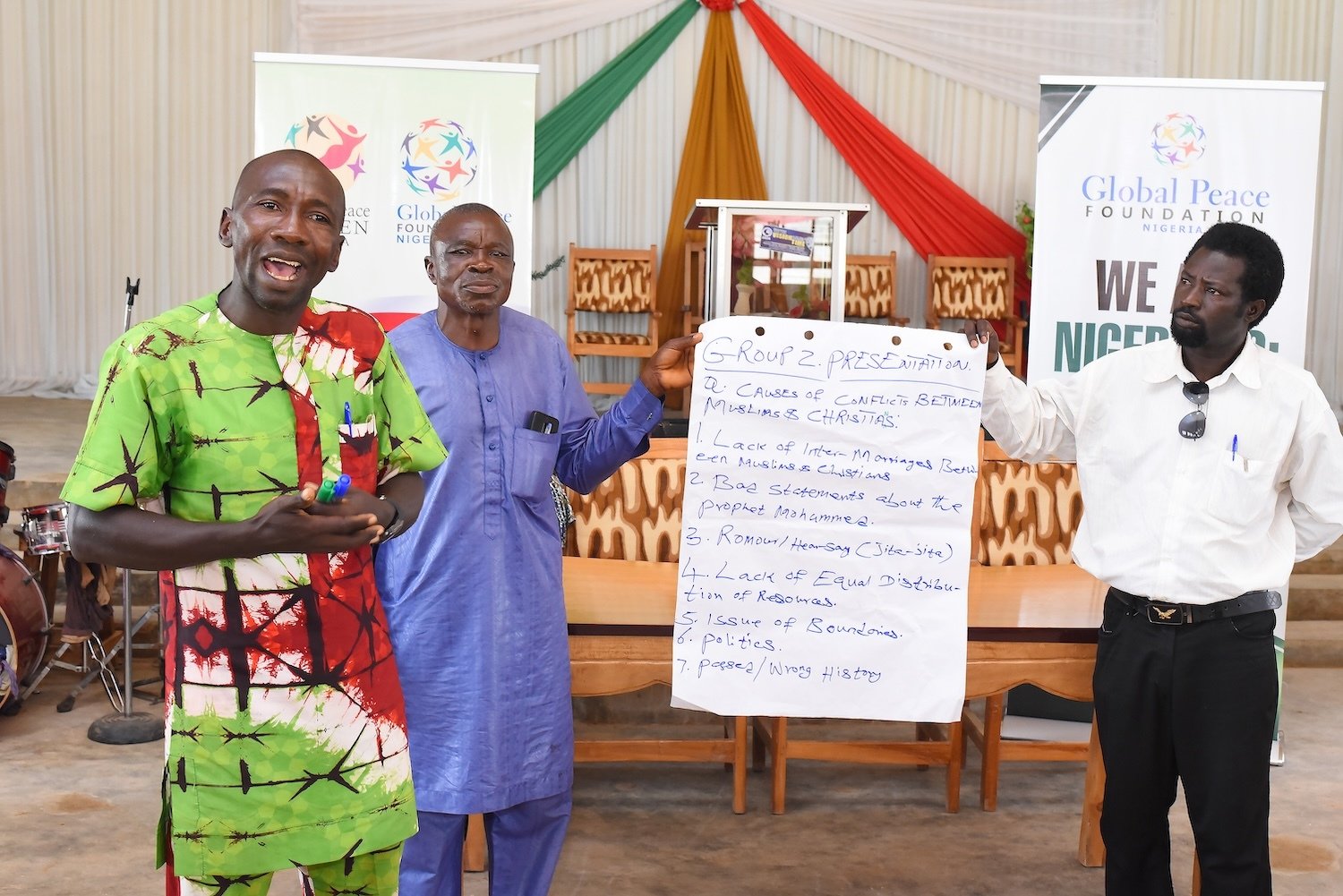 Groups present after engaging discussion sessions.