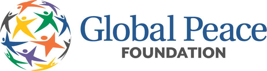 Logo for the Global Peace Foundation featuring colorful human figures forming a circle next to the words "Global Peace Foundation.